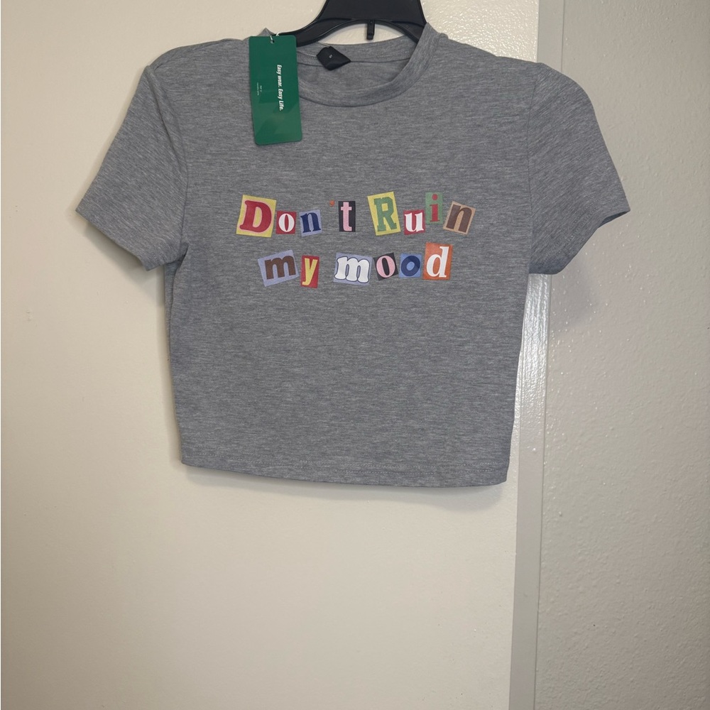 SHEIN Gray Short Sleeve Tee Playful Graphic